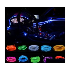 Andra bilbelysningar El Wire LED Light Interior Ambient Strip Neon Lighting Garland Rop Tube Decoration Flexibla färger Lamp Drop Deliv Dhhlj