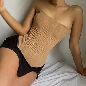 Kvinnors blusar Kvinnor Corset Crop Top Y2K Stripless Tube Tank Tops Off Shoulder Low Cut Body Shaper Party Clothes