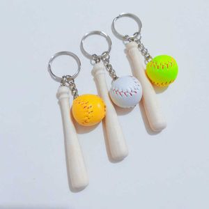 Key Rings 30pcs Softball Baseball Keychain Mini Wooden Bat Softball Keyring Softball Keychains for Girls Team Softball Sports Large Size J230222