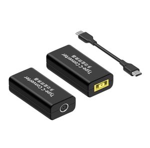 Laptop PD 65W Adaptador de energia Conversor multifuncional DC F￪mea para o adaptador Tipo C Porta quadrada para conversor USB-C