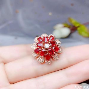 Cluster Rings KJJEAXCMY Boutique Jewelry 925 Sterling Silver Inlaid Natural Ruby Gemstone Ring Female Support Detection Exquisite