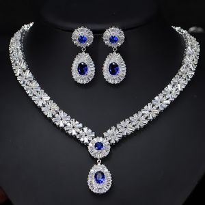 VSK luksusowy zapuszczanie z cyrkonu Naszyjnik platynowy zestaw biżuterii dla kobiet prezent ślubny