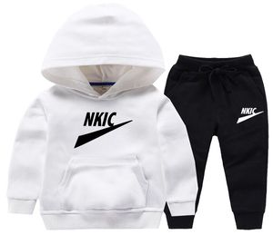 New Cotton Kid Clothing Sets New Spring Fall Brand LOGO Print Sport Hoodie Set Casual Baby Boys Girls Hooded Sweatpants Sets