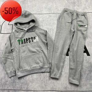 Herrespår män kvinnor färg flocking hoodie tröja kostym Trapstar fleece set hoody kläder svett 2023SS Leisure Fashion2