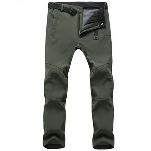 Men's Pants Stretch Waterproof Pants Men Casual Winter Thick Warm Fleece Shark Skin Trousers Male Windbreaker Sweatpants Mens Tactical Pants 230223