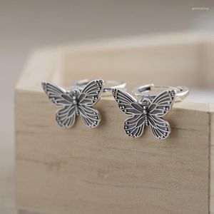 Hoop Earrings FNJ Simple Butterfly 925 Silver Original Pure S925 Sterling Earring For Women Jewelry Good Luck Animal