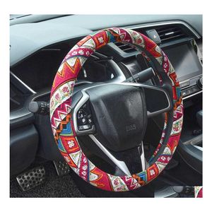 Steering Wheel Covers Bohemian Style Flax Car Er Volant Faux Leather Antislip Ers Accessories For 3738Cm Drop Delivery Mobiles Motor Dhcm7