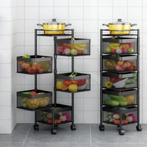 Organizer per l'organizzazione della conservazione della cucina Scaffalature per verdure rotanti Cestino per scaffali ad angolo multistrato a terra Frutta varia