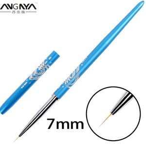 Nail Brushes ANGNYA 7/9/11mm 1pcs Blue Brush Nai Art Painting Drawing Arts 3D Flower Pen Manicure Tools With Cap