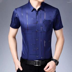 Men's Dress Shirts Stylish Slim Fit Shirt Top Social Short Sleeve Breathable Lapel Collar