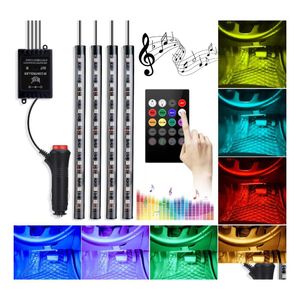 Other Interior Accessories 48 Leds Colorf Car Atmosphere Led Strip Lights Waterproof Neon Strips Decoration With Remote Control And Dhlrm