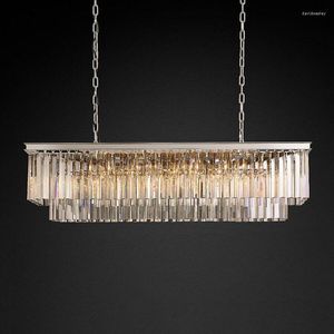 Lampadari American Crystal LED Light Foyer rettangolare Soggiorno Dininglighting Lampadario di alta qualità