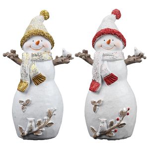 Decorações de Natal Resina pintada à mão, boneco de neve, estatuetas de mesa de mesa de estátua no casamento presentes para homens homens em casa.