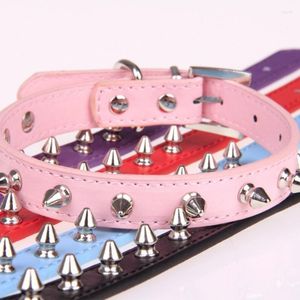 Dog Collars Spiked Studded Leather Plain Weave Head Nail Pet Collar Pu For Small Medium Large Dogs 5 Colors
