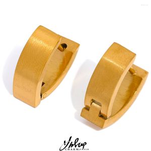 Hoop Earrings Yhpup Metal Texture 316L Stainless Steel V Shape Geometric Small Huggie Fashion Daily Golden Charm Jewelry