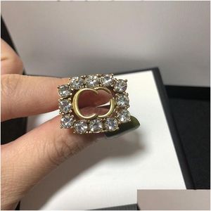 Band Rings Designer Ring Letter Diamond Wrap Designers Luxury Jewelry for Women Mens Fashion Uni Gold Retro Casual Drop Delivery DHBU4