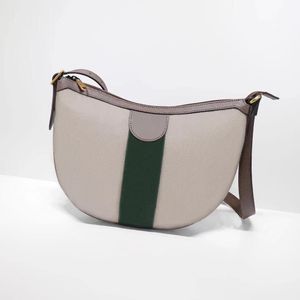 G small shoulder bag special canvas messenger bags for women half moon design handbags Green and red Web designer cross body Diamond Lattice purse 598125