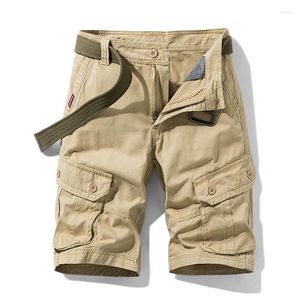 Mäns shorts 2023 Multi Pocket Solid Color Men's Cargo Pants Lose Cotton Straight-ben Casual Running Fitness