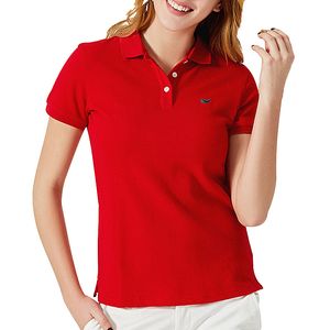 Kvinnors blusar skjortor 100 bomull kvinnor smal golf polo lady casual lapel tshirt sommarbroderi kvinnlig kort ärm skjorta kontor tops 230223