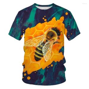 Herr t shirts 2023 honung bi skjorta casual djurens t-shirts överdimensionerade tee man kläder för män 3d tryck korta ärm toppar