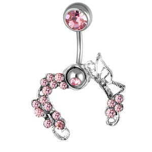 Navel Bell Button Rings D0654 Pink Belly Nave Ring Drop Delivery Jewelry Body Dhgarden Dhb1N