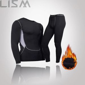 Roupa térmica masculina Warm Fitness Fleece Fleece Tightt-encadear camiseta de camiseta rápida Leggings de compressão de lã de lã