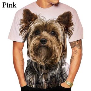 Herr t-shirts yorkshire terrier anime kläder 3d tryck man kvinnors t-shirt harajuku kort ärm o-hals casual rolig t-shirt 022223h