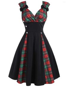 Casual Dresses Gothic Party Women Dress Plus Size Hip Hop Plaid Printed Sundress A Line Fit And Flare Sexy Black Vintage Vestidos