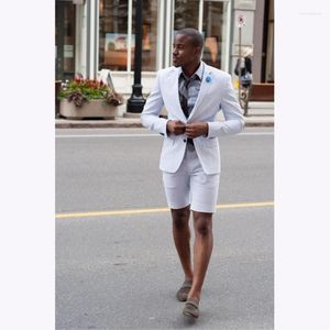 Męskie garnitury 2023 Najnowsze projekty płaszcza Pants White Wedding for Men Krótkie formalne dopasowanie Summer Groom Beach Custom Man Blazer