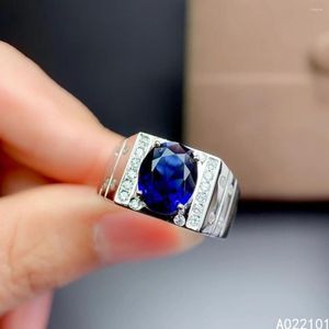 Cluster Rings KJJEAXCMY Fine Jewelry S925 Sterling Silver Inlaid Natural Sapphire Girl Trendy Gemstone Ring Support Test Chinese Style