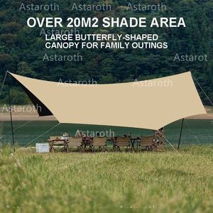 Tents and Shelters 52x45m Black Coating Tarp Outdoor Sun Shade Butterfly Flysheet 210D Oxford Cloth Waterproof Beach Shelter Awning Picnic Tarp J230223