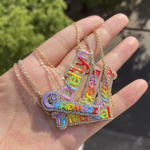 Strands Strings LW Custom Colorful Enamel Name Necklace Women Stainless Steel PVD Double Name Necklace Jewelry 230222