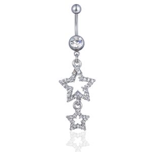 Navel Bell -knappringar D0711 Dubbelstjärnor Belly Ring Clear Color 14ga 10mm Längd Drop Leverans smycken Body Dhgarden DH80G