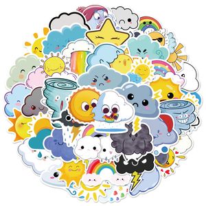 50Pcs Cute Cartoon Weather Stickers Lovely Clouds Star Sun Graffiti Kids Toy Skateboard car Motorcycle Bicycle Sticker Decals Wholesale