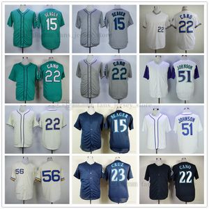 영화 야구 유니폼 15 Kyle Seager 22 Robinson Cano 23 Nelson Cruz 51 Suzuki Ichiro 56 Jim Bouton 스티치 통기성 스포츠 판매 고품질 남자