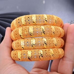 Bangle Dubai Bracelet Gold Plated Bangles Gifts Wedding Jewelery Africa For Women Flower Bijoux Femme