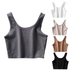 Women's T Shirts Women Sleeveless Tank Crop Top U-Neck Racerback Solid Color Camisole Underwear X7XE