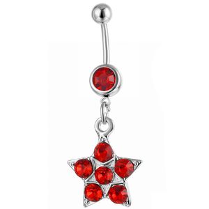 Navel Bell Button Rings D0112 The Five-pointed Star Belly Ring Colore rosso Drop Delivery Jewelry Body Dhgarden Dhive