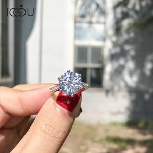 Rings IOGOU Luxury 40CT 10mm NSCD Solitaire Ring Women Genuine 925 Sterling Silver Rings Engagement Sona Female Wedding Finger Rings R230223