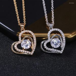 ペンダントネックレスNurmwung Heart Copper Inlay crystalネックレス