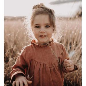 Girl's Dresses Spring Baby Girls Dresses European America Toddler Kids Girls Dress Linen Dress Princess Kids Clothings