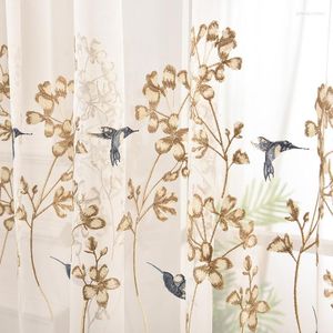 Curtain Bird Embroidered Tulle Curtains For Bedroom Room Chinese Elegant Swallow Lace Wave Bottom Balcony Window Tenda Drapes Zh316D