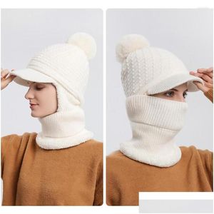Visörler Pratik Kadınlar Şapka Giyim Dayanıklı Örme Kulak Er Kış Aksesuarları Rüzgar Geçirmez İplik Boyun Yürüyüş Damlası Teslimat Fash Dhzrd için daha sıcak