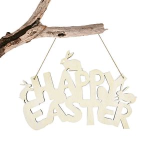 Decoração de festa 1pc Páscoa pendurada para casa coelho de primavera happy letter pingente de madeira placar parede y2302