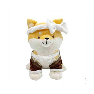 Plush dockor Game Genshin Impact Xiangling Guoba Raccoon Bear Doll fylld tecknad Plushie Mascot Toy Cosplay Props Collection Drop D Dhoxl