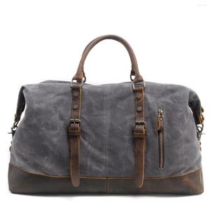 Duffel Bags Waterproof Bag Man Canvas Carry On Weekend Big Shoulder Handbag Natural Leather Travel Tote Large Overnight