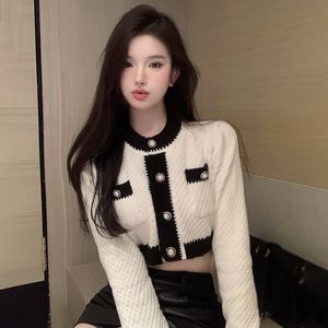 Kurtki damskie Y2K Cardigan Office dama Sweter Kobiety Kobiety z długim rękawem guziki Slimcrop Tops Korean Fashion Clothing Autumn Chic 230223