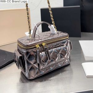 CC Cross Body 22A Top Handle Women Vanity Bags With Mirror Oily Wax Lambskin Quilted Cosmetic Bag Handbags Classic Mini Multi Pockets Purse Designer Luxury Cros