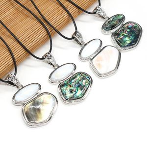 Chains Natural Shell Necklace Irregular Shape Leather Rope Diameter 2.0mm Length 55 5cm Pendant Size 45x55mm