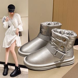 Boots Synxdn anlände Kvinnor Snöskor Sliver Ankel Solid Ladies For Female Warm Plush Winter 230223